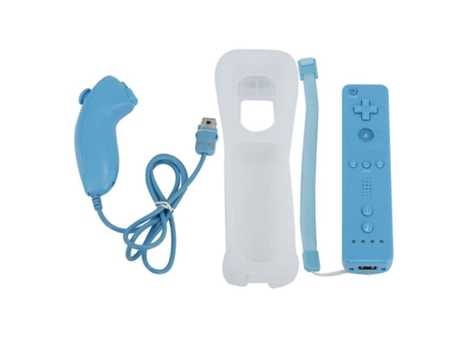 Mando a distancia inalámbrico + Nunchuck con accesorios de funda de silicona para consola de juegos Nintendo Wii azul