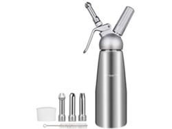 Dispensador de crema de acero inoxidable de 500 ml Chantilly Cream Maker Nata montada con cuerpo de aluminio + 3 piezas de picos de acero inoxidable