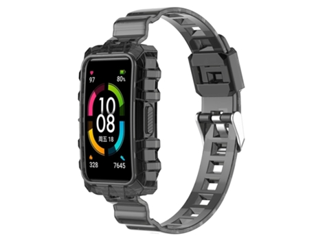 Correa TPU + PU para Huawei Band 7/Band 6/Honor Band 6 - negro transparente