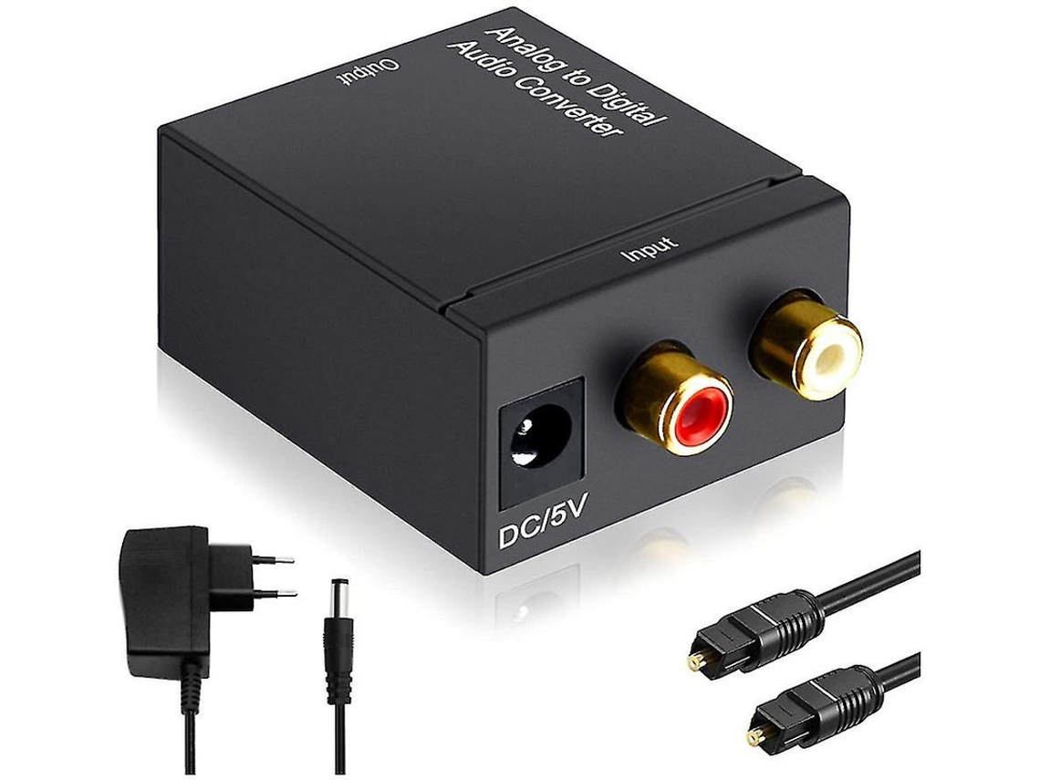 Adaptador de audio estéreo analógico RCA L/R a conector de 3,5 mm SPDIF digital coaxial Toslink Bestvite (negro)