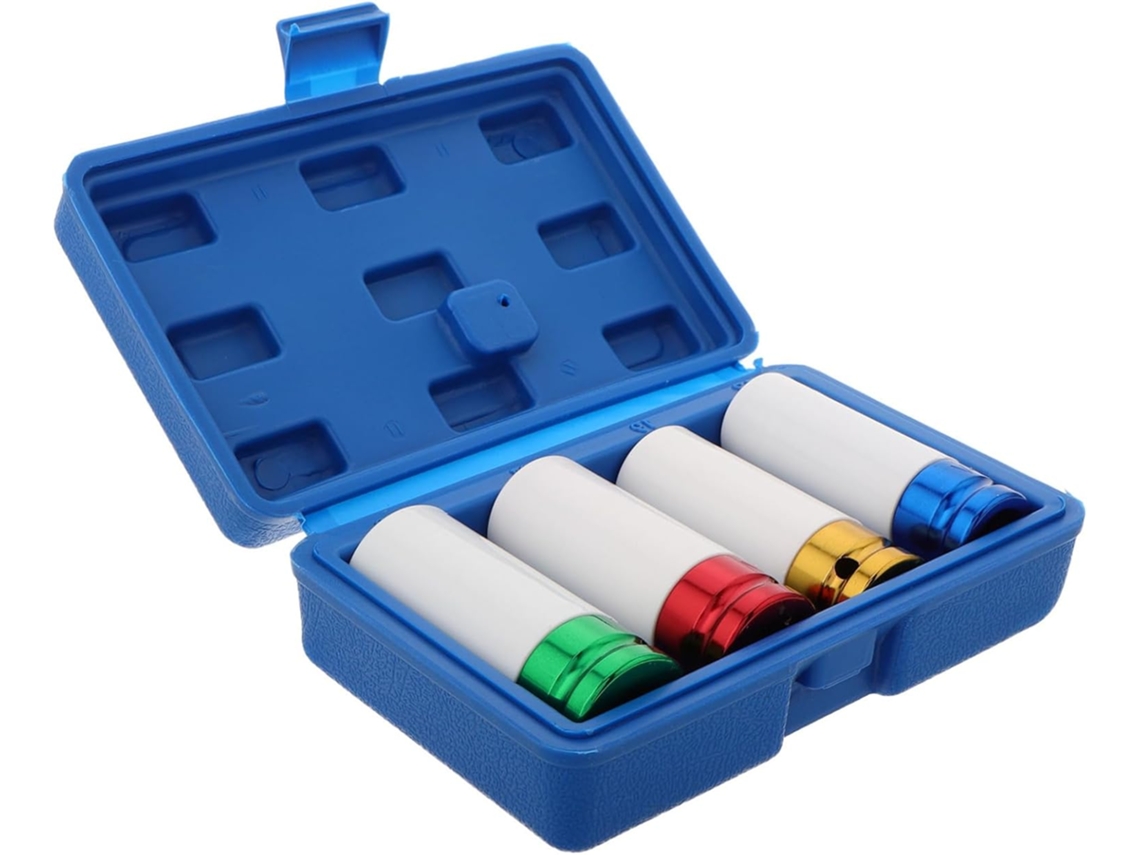 Juego De Llaves De Vaso Para Tuercas De Rueda De 4 Piezas, Herramientas Para Reparación De Automóviles, Llantas, Caja De Almacenamiento