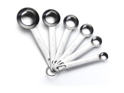 Conjunto de 6 colheres medidoras Linjou em aço inoxidável (2026), com capacidades de 0,62 a 15 ml, ideais para cozinhar e assar.