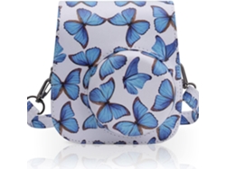 Estuche Chrui para Instax Mini 11 y 12, de piel sintética con correa (mariposa azul)
