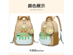 Mochila infantil con estampado de dibujos animados, ligera y de gran capacidad para estudiantes. Color caqui.