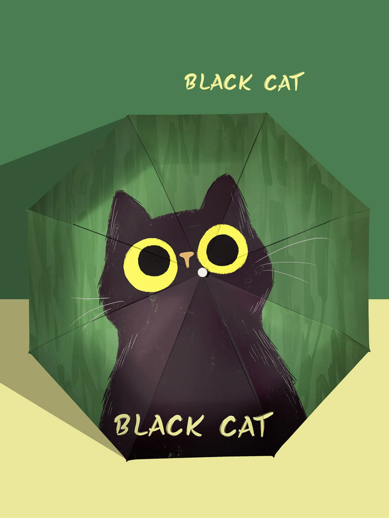 Paraguas Automático Con Forma De Gato (verde), Plegable, Portátil, Con Diseño De Dibujos Animados, Doble Uso, Totalmente Automático, Apto Tanto Para El Sol Como Para La Lluvia.