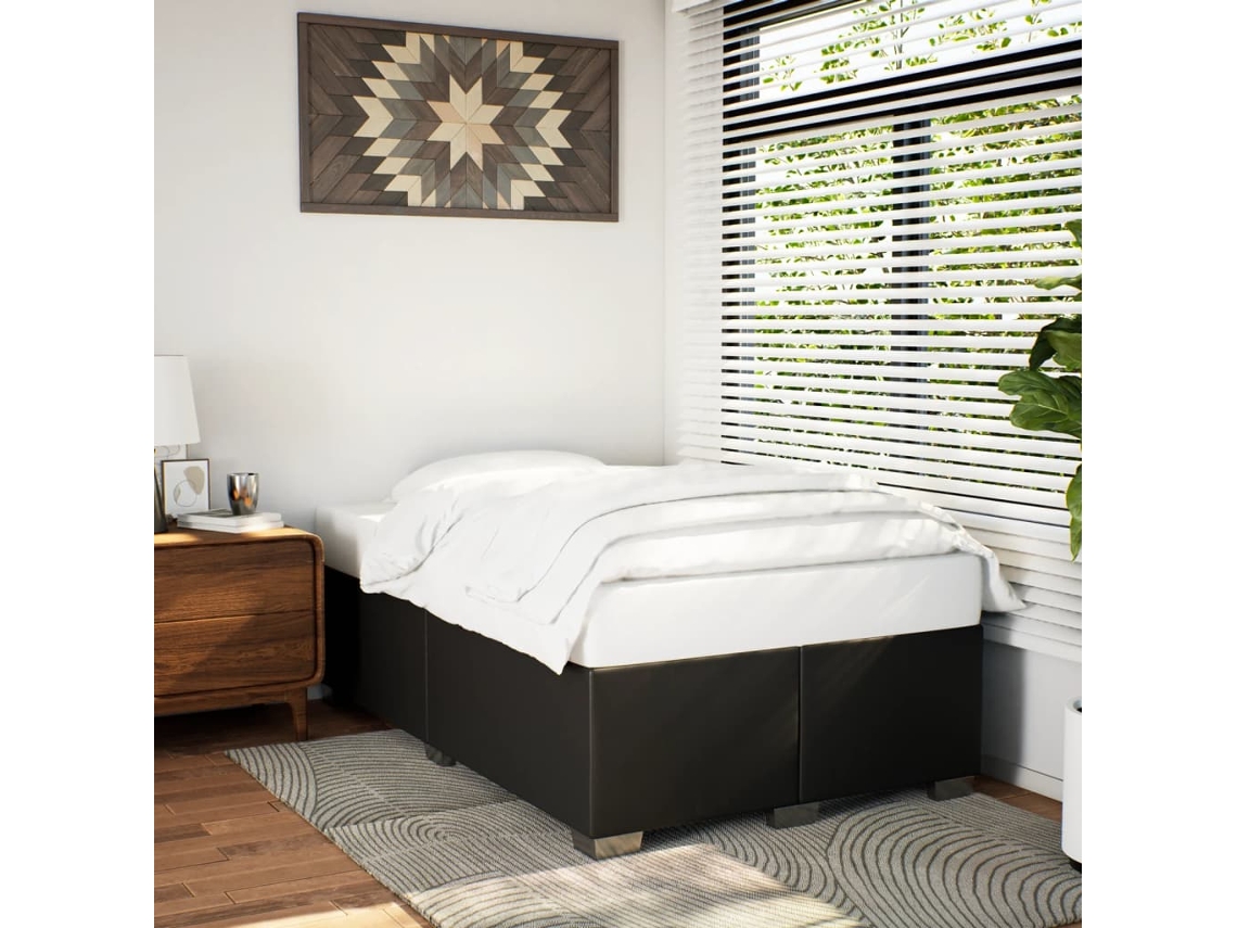 Estructura De Cama Sin Colchón Cuero Sintético Negro 120x200 Cm