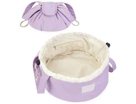 Bolsa de maquillaje con cordón de barril grande, bolsa de cosméticos, organizador de artículos de tocador para mujer, color morado DREAM5