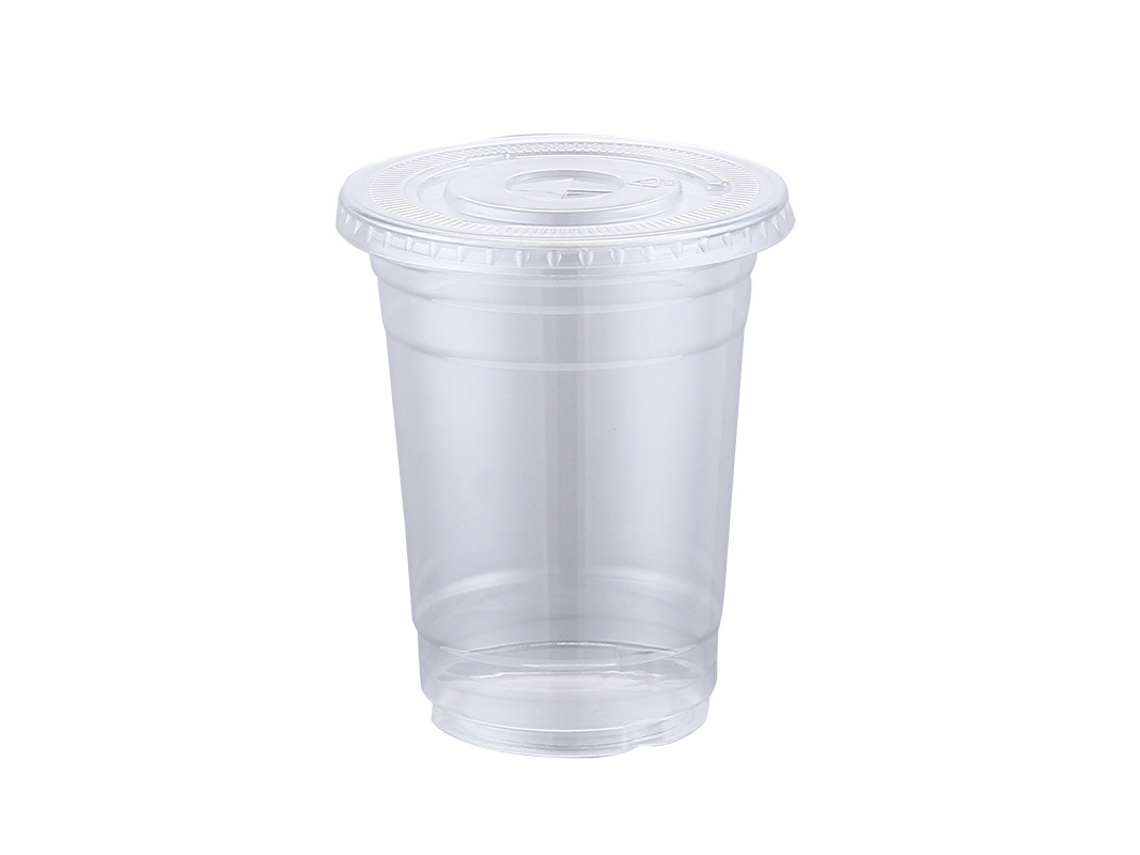 Vaso de plástico de 360 ml con tapa de succión (100 unidades) para bebidas frías