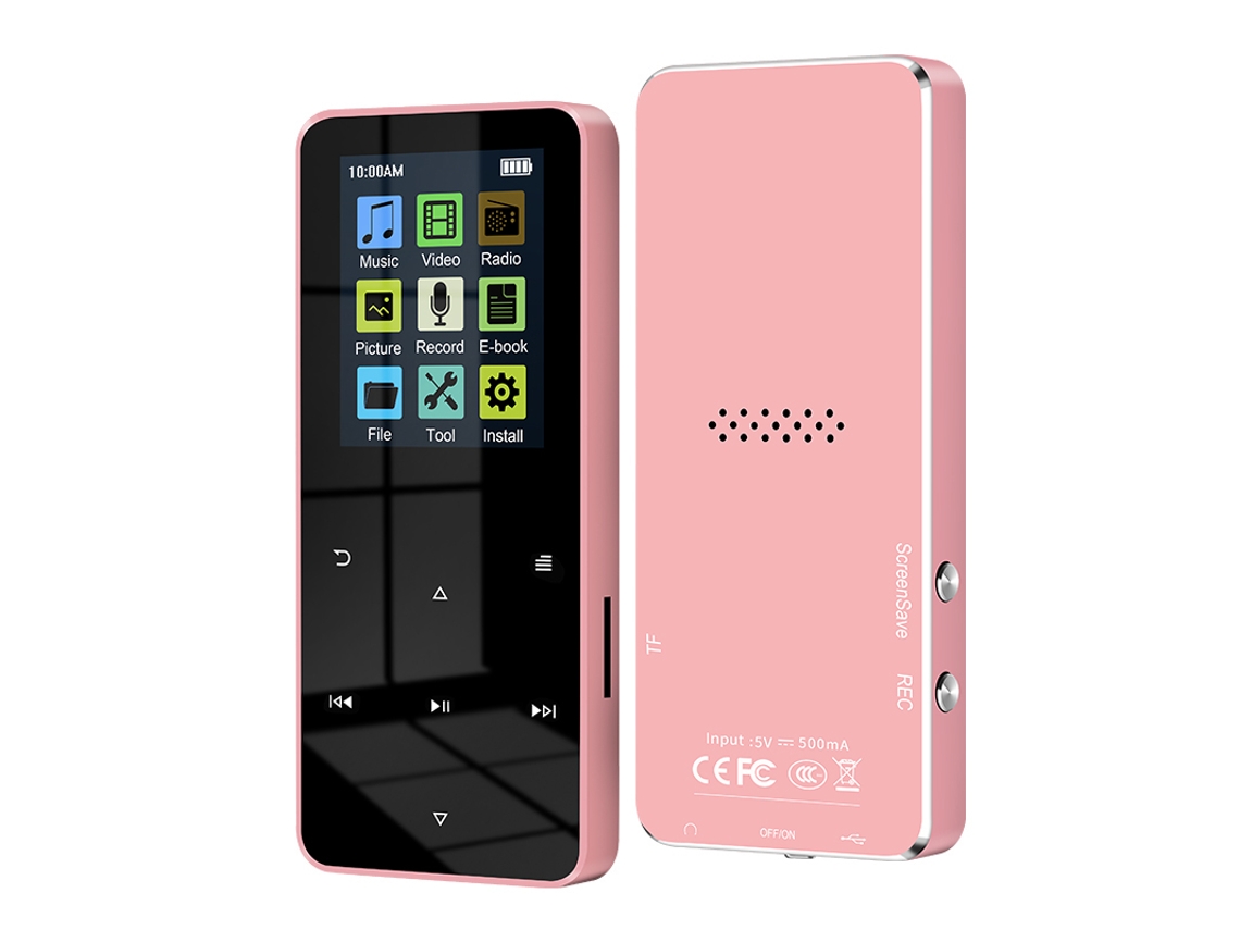 MP3 YIZHOOD S308 (64G) Bluetooth 2.0 pulgadas Metal HiFi Tarjeta de soporte Altavoz incorporado rosa
