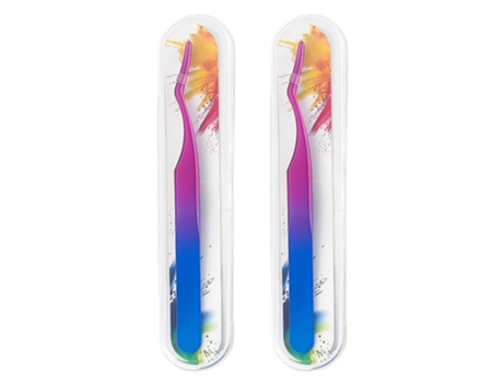 Pinzas Para Pestañas Postizas-Nano Azul Rojo Caja Pvc 2 Piezas JEIIBRZUI