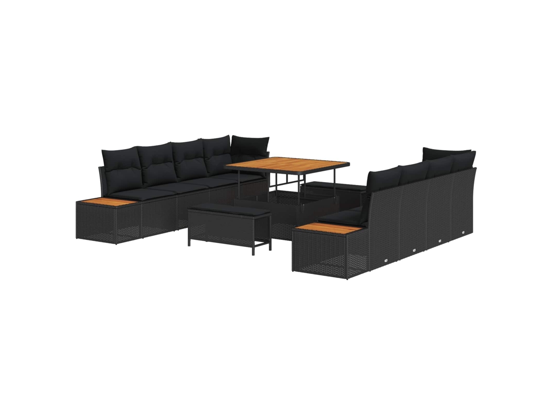 Maison Exclusive - Conjunto De Sofás De Jardín 11 Pcs Negro Ratán Sintético