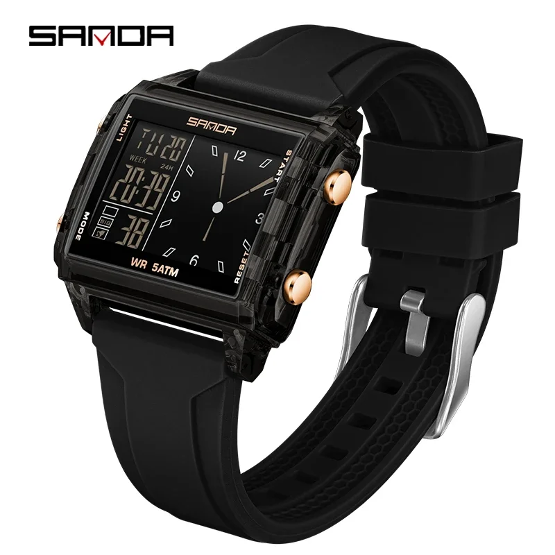 Reloj Digital Led Luminoso (negro) Con Calendario, Resistente Al Agua, Para Deportes Al Aire Libre, Ocio Y Estudiantes.