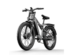 Bicicleta eléctrica para adultos - Shengmilo S600 - Motor dual de 2000 W - Bicicleta de ruedas anchas de 26 pulgadas - Batería de 48 V 17,5 Ah - Suspensión completa - Gris