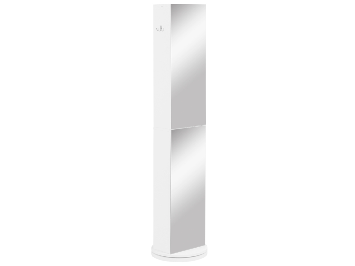 Armario Baño Giratorio Espejo 6 Estantes 36x36x171cm Blanco