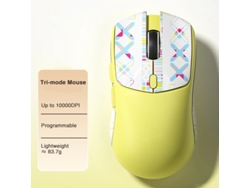 YIZHOOD SC580 PAW3325 Ratón inalámbrico ergonómico recargable para juegos con sensor trimodo 10000 DPI Amarillo