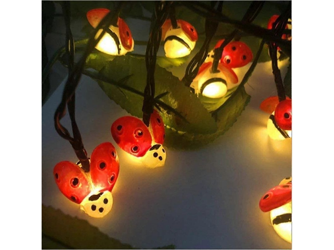 Guirnalda De Luces Solares Para Jardín, Con Forma De Mariquita, 6,5 M, 30 Led, Resistente Al Agua, Ideal Para Fiestas En El Jardín Y Al Aire Libre.