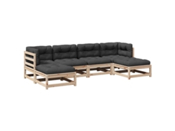Conjunto 6 de sofás de jardín VIDAXL con cojines madera maciza pino