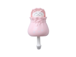 VVJIJILLY Gancho De Parede Cute, Forma De Gato, Adesivo, Para Pendurar Chapéus, Chaves E Toalhas (rosa)