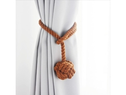 2026-26512-ataduras De Cortinas Tejidas A Mano De Algodón Marrón Para Decoración Hogar 2 Piezas