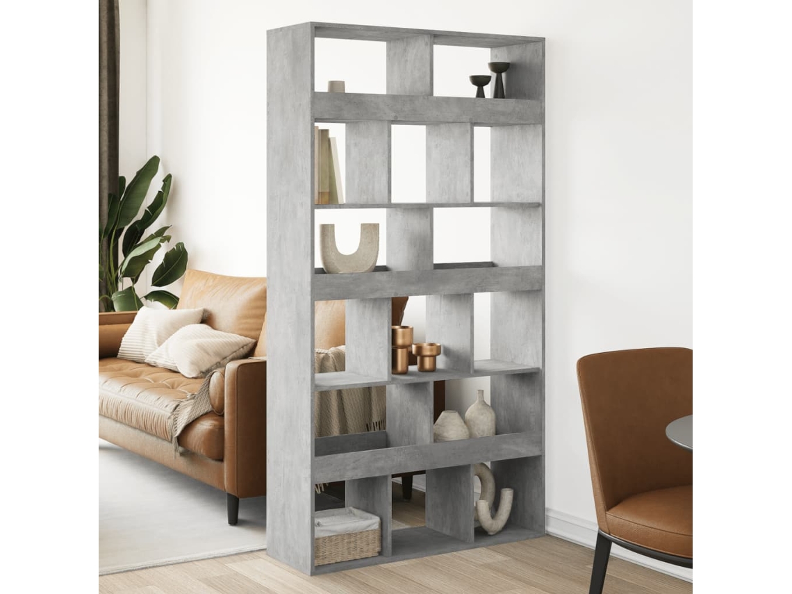 Biombo plegable | Separador de ambientes 100x33x187,5 cm, color gris cemento, derivado de la madera.