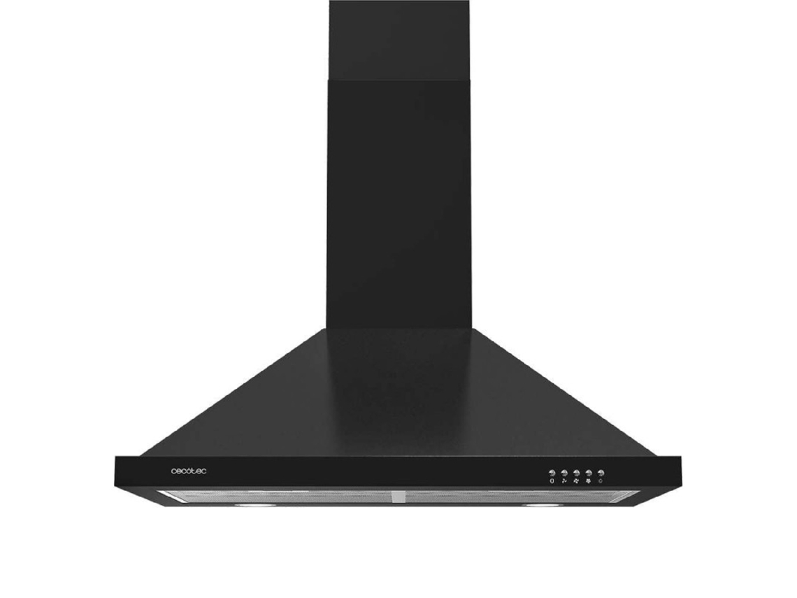 Cecotec Campana Extractora Piramidal De 60cm Bolero Flux Pm 604300 Black C. Motor 105w Succión 430m3/h Control Mecánico 3 Niveles De Potencia