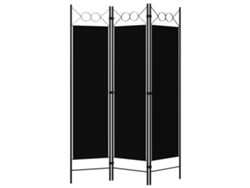 Separador de ambientes con 3 paneles, 120x180 cm, negro.