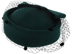 Chapéu Feminino Verde Em Lã E Tule Com Laço Elegante, Estilo Vintage Britânico Para Complementar O Look.