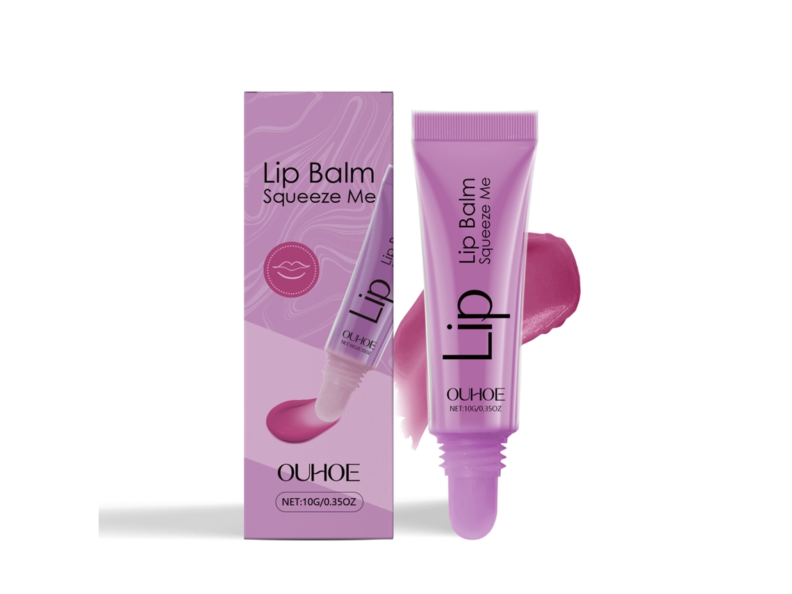 Bálsamo labial morado con alta hidratación y efecto humectante profundo.