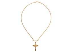 Collar Con Crucifijo Católico De Latón Chapado En Oro De 60 Cm, Estilo Sencillo, Para Hombre.