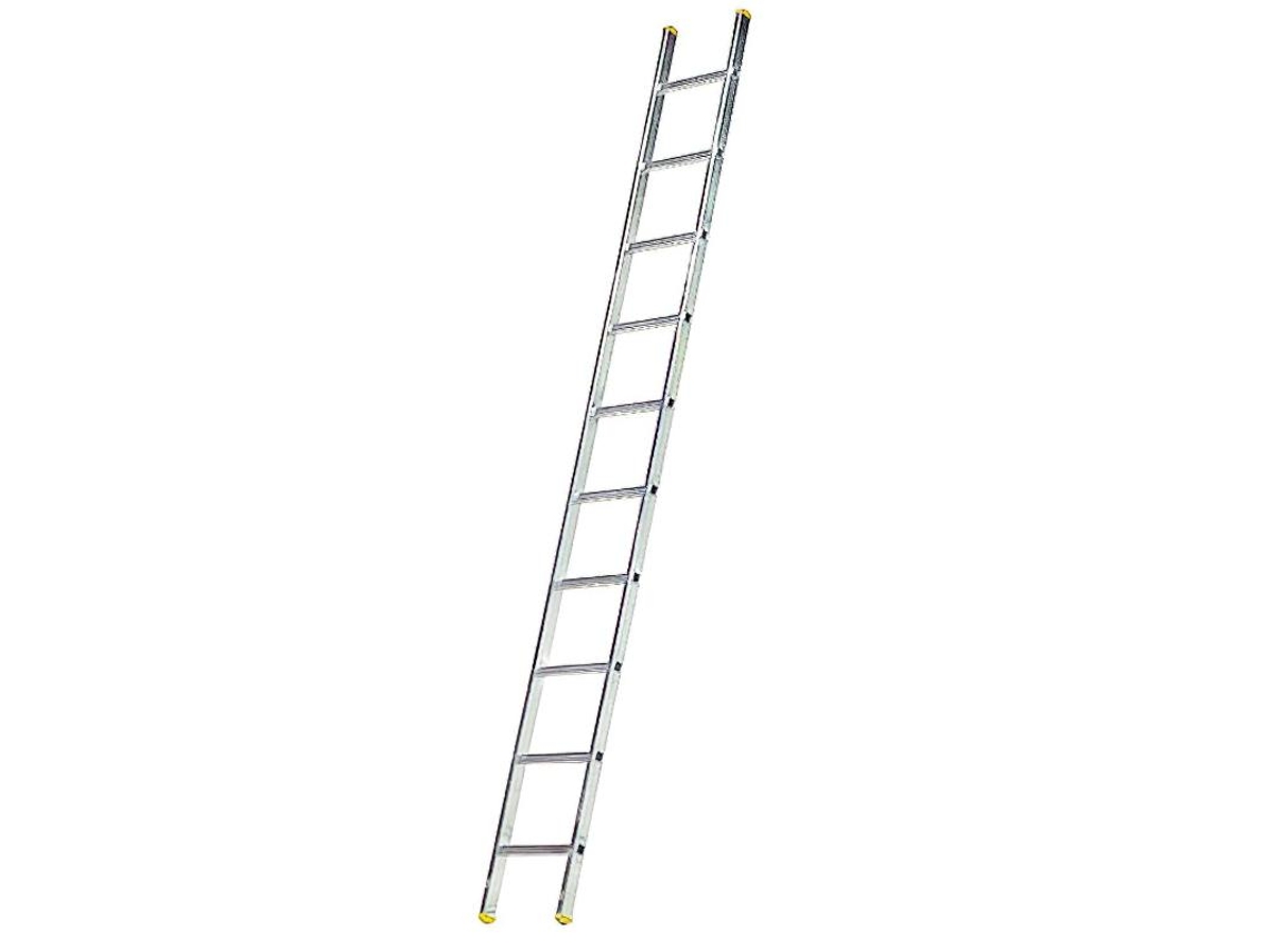 Escalera aluminio 1 tramo, 14 peldaños. antideslizante, resistente.