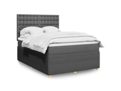 Cama Box Spring Con Colchón Tela Gris Oscuro 160x200 Cm