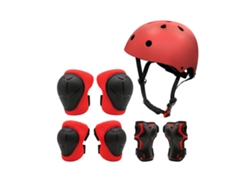 Kit de protección infantil 7 en 1 con casco, talla S, color rojo.