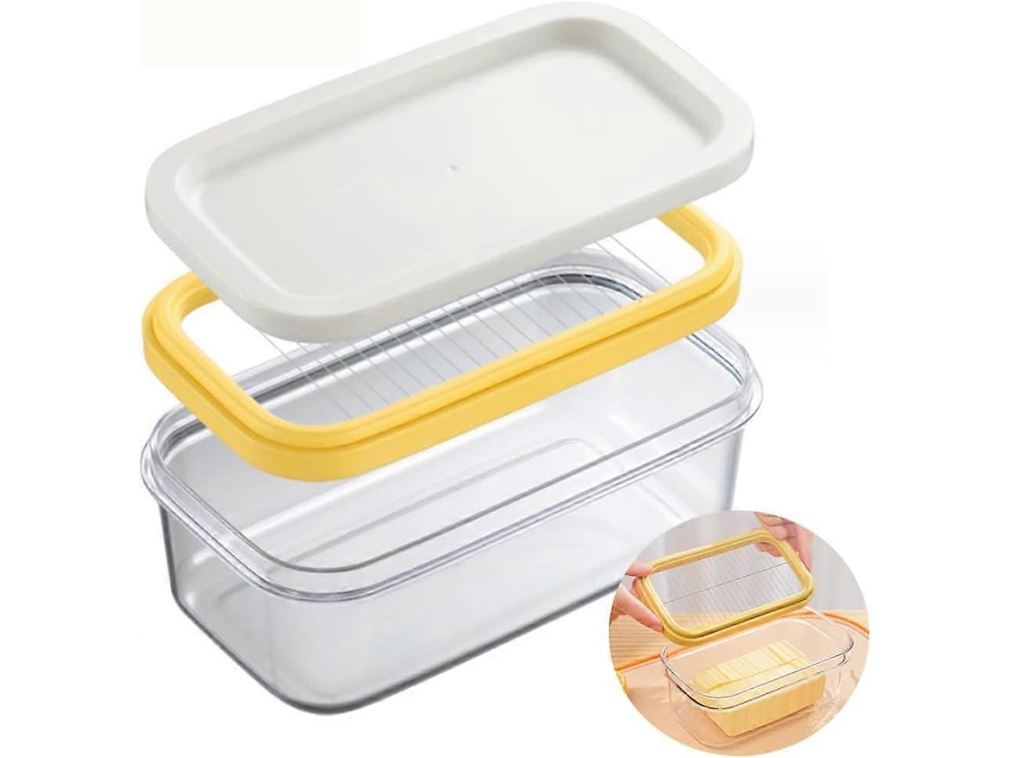 Cortador y rebanador de mantequilla, fácil de usar, recipiente para mantequilla con tapa, ideal para el refrigerador. Rosewell
