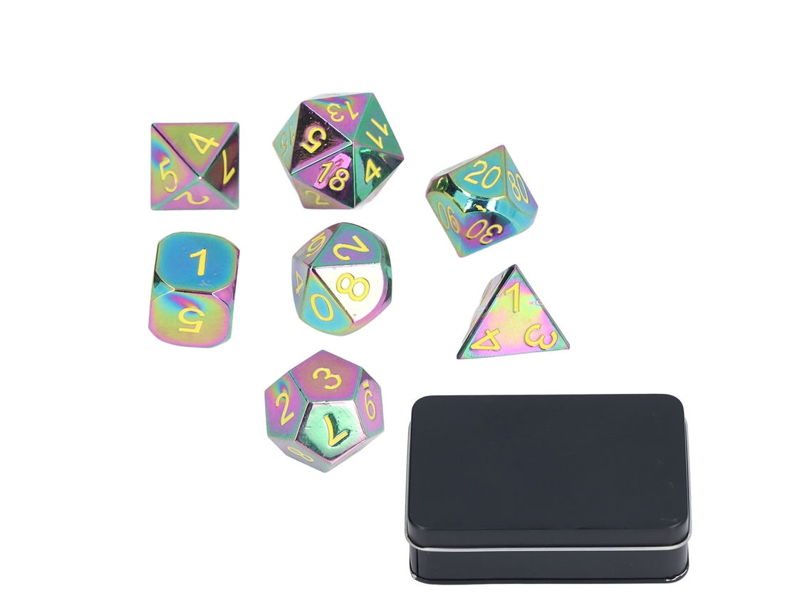Ats-set De 7 Dados De Metal Electrolítico Poliedricos Con Números Claros Para Juegos De Rol Coleccionables Regalo Para Adolescentes Familia Amigos