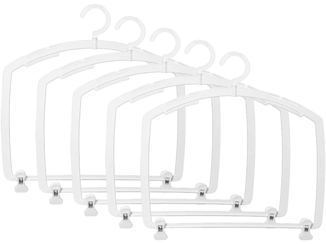 Juego 5 Perchas Plástico Blanco Trajes Bikinis Expositor Estable Tiendas Protección Antiarañazos Bragas