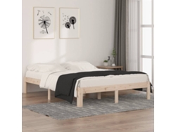 Estructura De Cama Doble Sin Colchón Madera Maciza 150x200 Cm