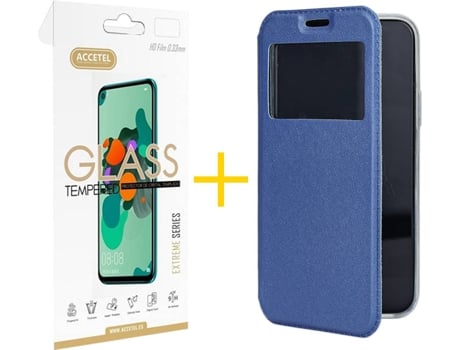 Kit Funda + Protector de Pantalla Apple iPhone 11 Pro ACCETEL Gandy Flip (Azul)