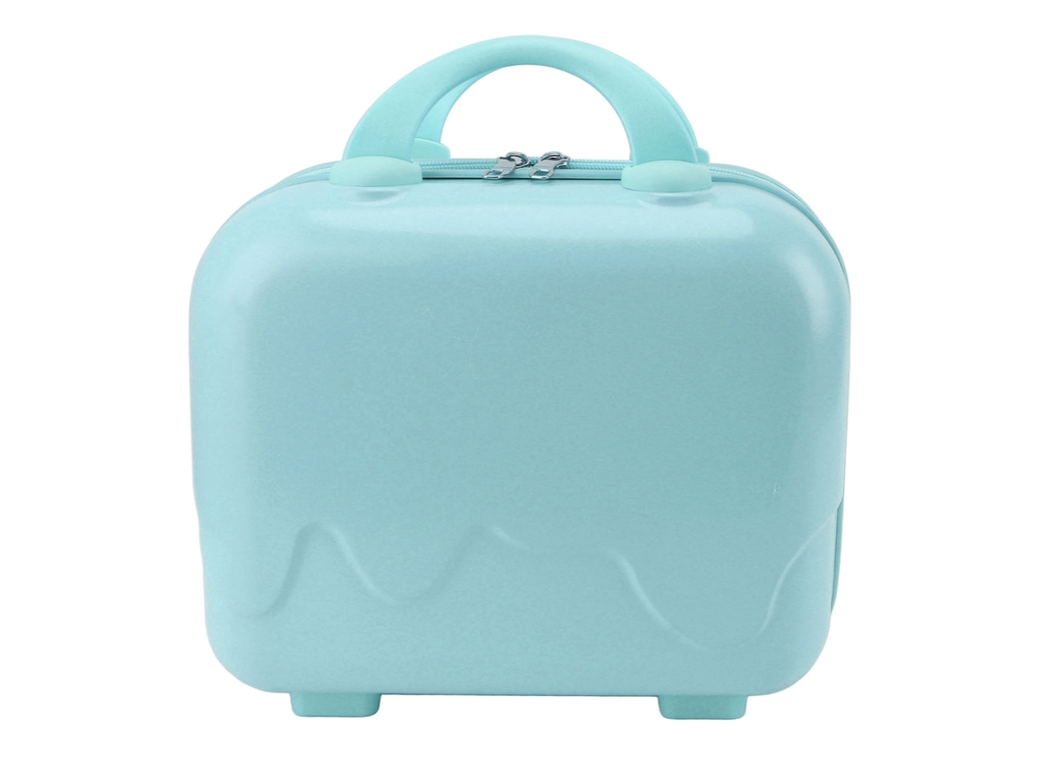 Bolso De Viaje Rígido De Gran Capacidad De 14 Pulgadas, Azul, Portátil, Abs Duradero.