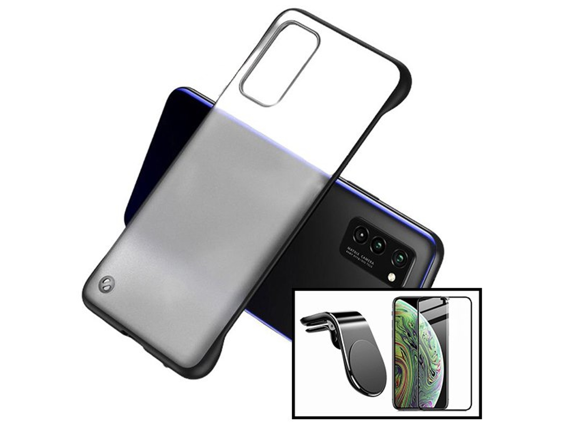 Kit Funda, Protector 5D y Soporte Magnético Coche Huawei P40 Pro Invisible Bumper