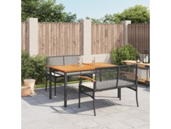 Set Comedor De Jardín 3 Pzas Con Cojines Ratán Sintético Negro