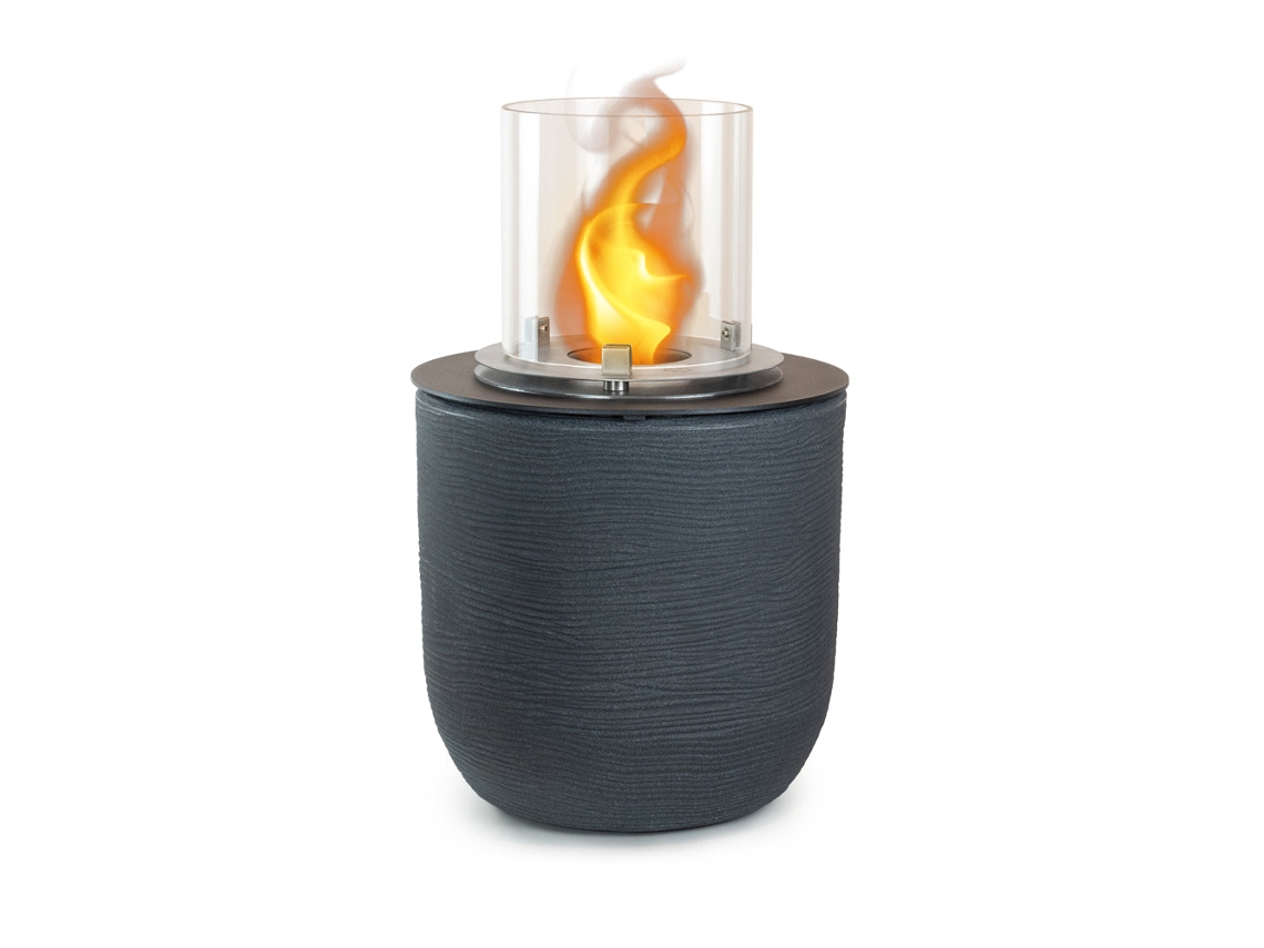Chimenea de bioetanol Raffaello de hierro fundido gris Fido, de pie, para interior y exterior, diámetro 35 x altura 55
