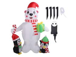 Pingüino inflable navideño con luces de colores, 1,8 m