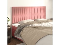 Cabeceros 4 Unidades De Terciopelo Rosa 80x5x78/88 Cm