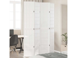 Biombo Separador | Separador De Ambientes De 4 Paneles Madera Maciza Paulownia Blanco