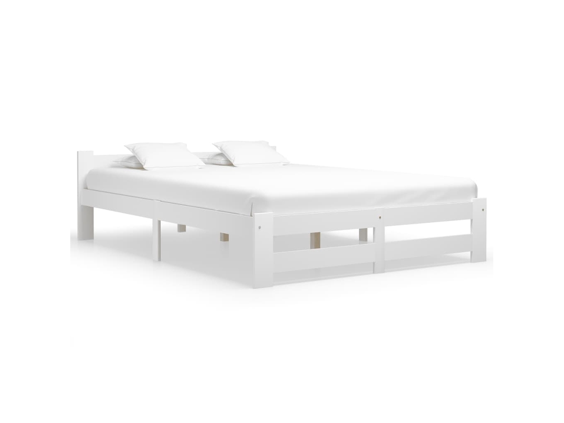 Estructura De Cama Sin Colchón Madera De Pino Blanco 120x200 Cm
