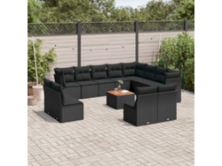 Conjunto de 13 sofás de jardín con cojines de mimbre sintético negro, Dkd Home Decor