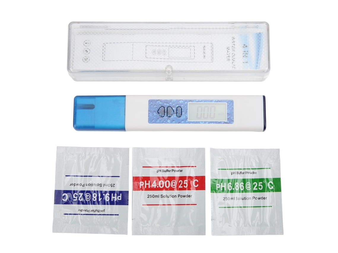 Medidor de pH y TDS 4 en 1, pantalla iluminada, digital, para acuarios y piscinas.