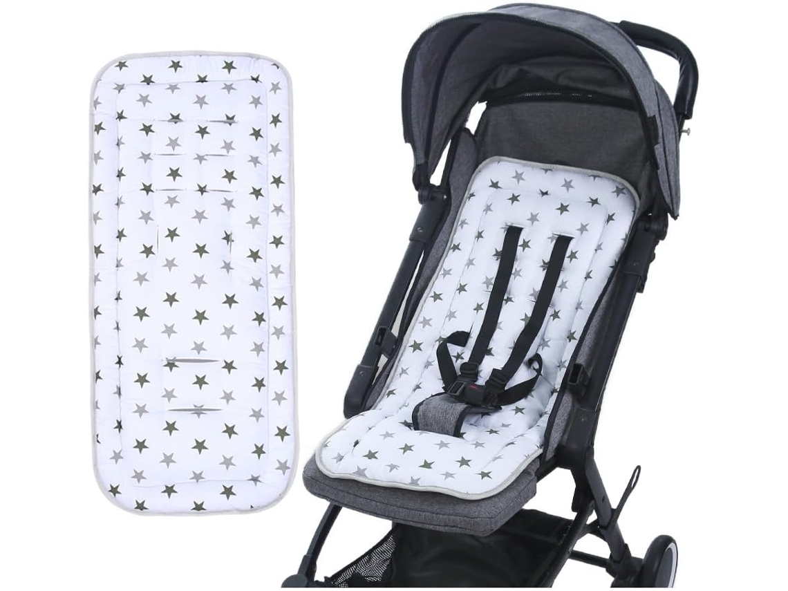 Cojín para asiento de cochecito Gertiz de algodón transpirable y lavable/blanco