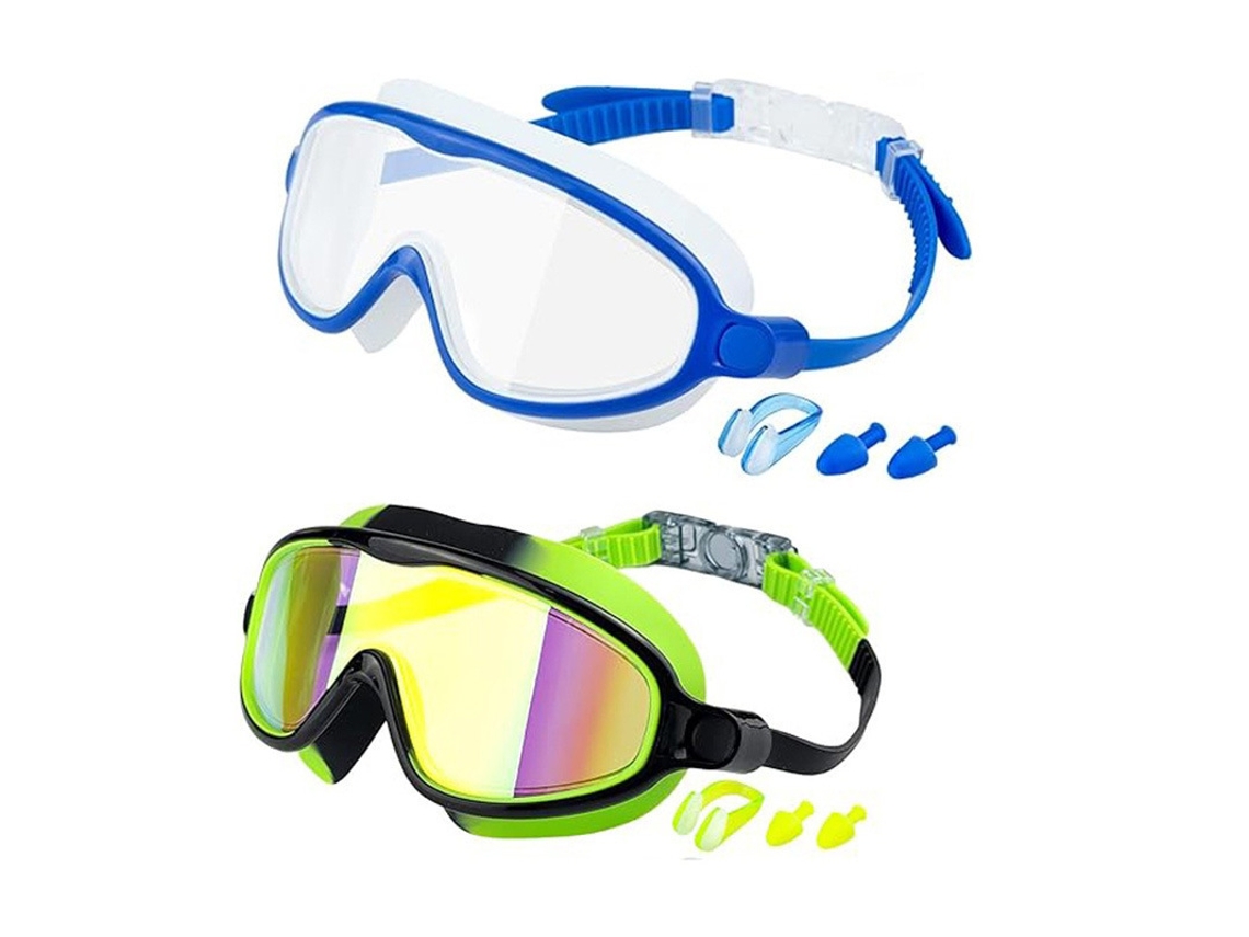 Gafas de natación infantiles con montura grande, alta definición, antivaho e impermeables, fabricadas en silicona. Modelo 8