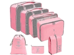 Conjunto de 7 peças de organizadores de bagagem grandes Fasst, incluindo cubos organizadores e bolsas de armazenamento para malas de viagem. CUIDADOS
